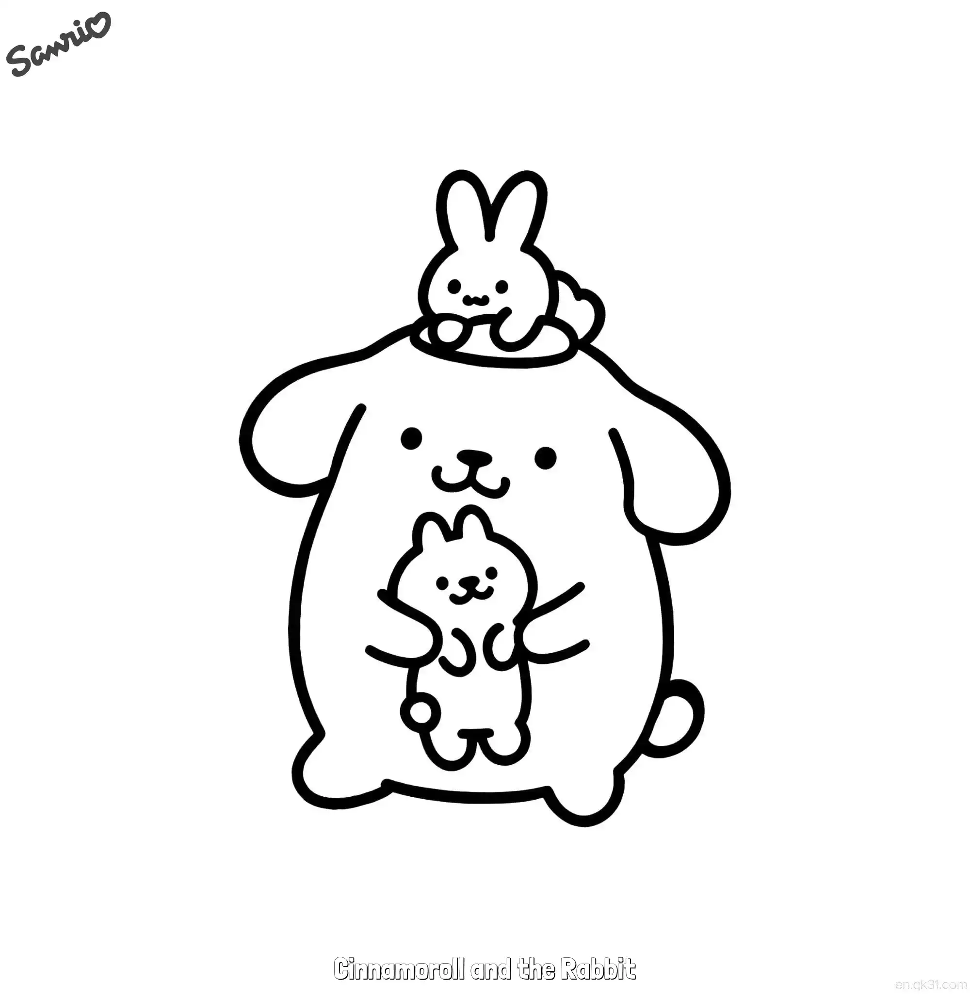 免费 玉桂狗和兔子 简笔画 素描 涂鸦 - 免费可打印三丽鸥 下载PDF 简笔画涂色页