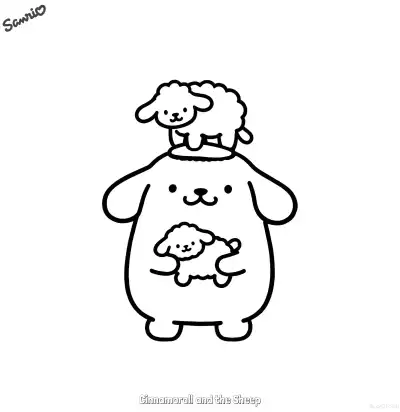 玉桂狗和小羊 2简笔画 素描 涂鸦 - 免费可打印三丽鸥 下载PDF – 免费可打印简笔画涂色画