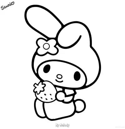 抱草莓的美乐蒂萌萌简笔画涂色页 - 精致可爱可打印 – 免费可打印简笔画涂色画