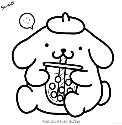 喝奶茶布丁狗 简笔画 素描 涂鸦 - 免费可打印三丽鸥 下载PDF – 免费可打印简笔画涂色画