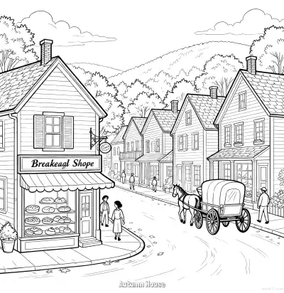 秋日小屋 1简笔画 素描 涂鸦 - 免费可打印秋季 下载PDF – 免费可打印简笔画涂色画