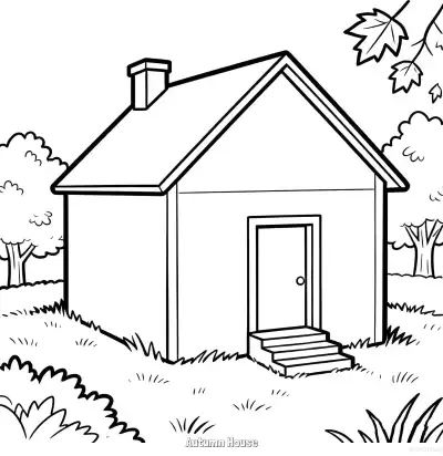 秋日小屋 2简笔画 素描 涂鸦 - 免费可打印秋季 下载PDF – 免费可打印简笔画涂色画