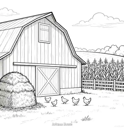 秋日小屋 3简笔画 素描 涂鸦 - 免费可打印秋季 下载PDF – 免费可打印简笔画涂色画