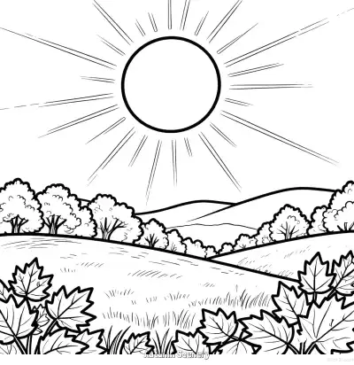 秋天的风景 19简笔画 素描 涂鸦 - 免费可打印秋季 下载PDF – 免费可打印简笔画涂色画
