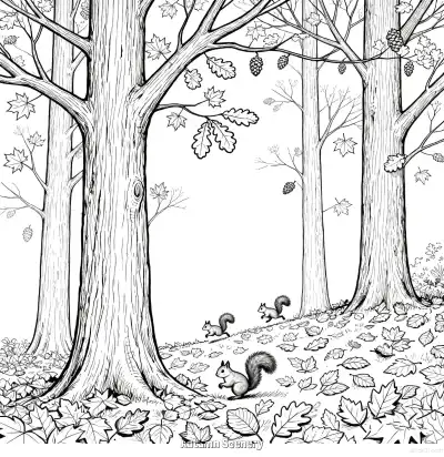 秋天的风景 2简笔画 素描 涂鸦 - 免费可打印秋季 下载PDF – 免费可打印简笔画涂色画