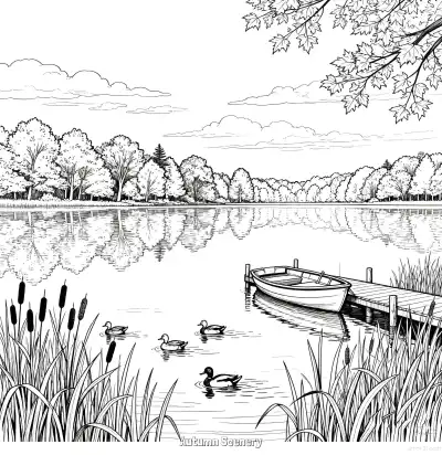 秋天的风景 3简笔画 素描 涂鸦 - 免费可打印秋季 下载PDF – 免费可打印简笔画涂色画