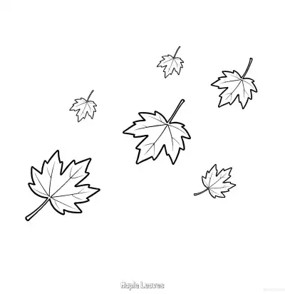 枫叶 2简笔画 素描 涂鸦 - 免费可打印秋季 下载PDF – 免费可打印简笔画涂色画