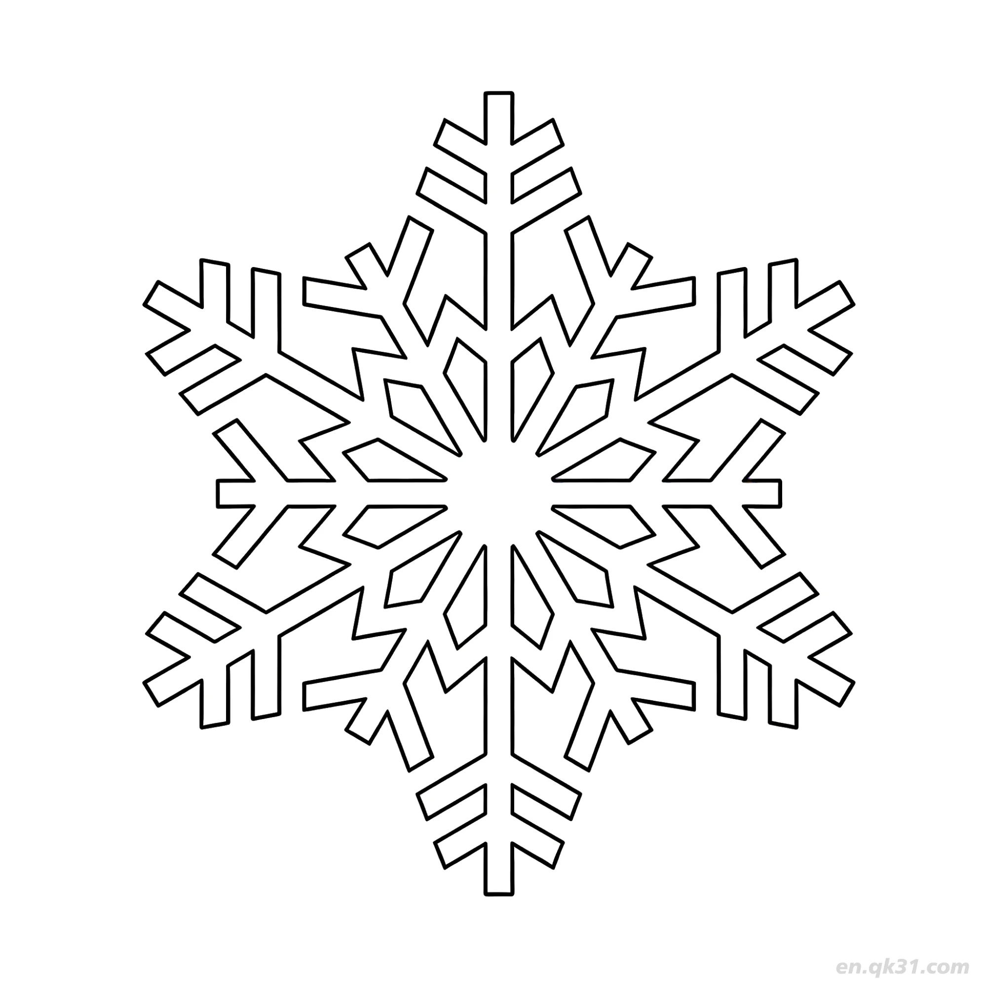 免费 双线雪花线稿涂色 简笔画涂色页