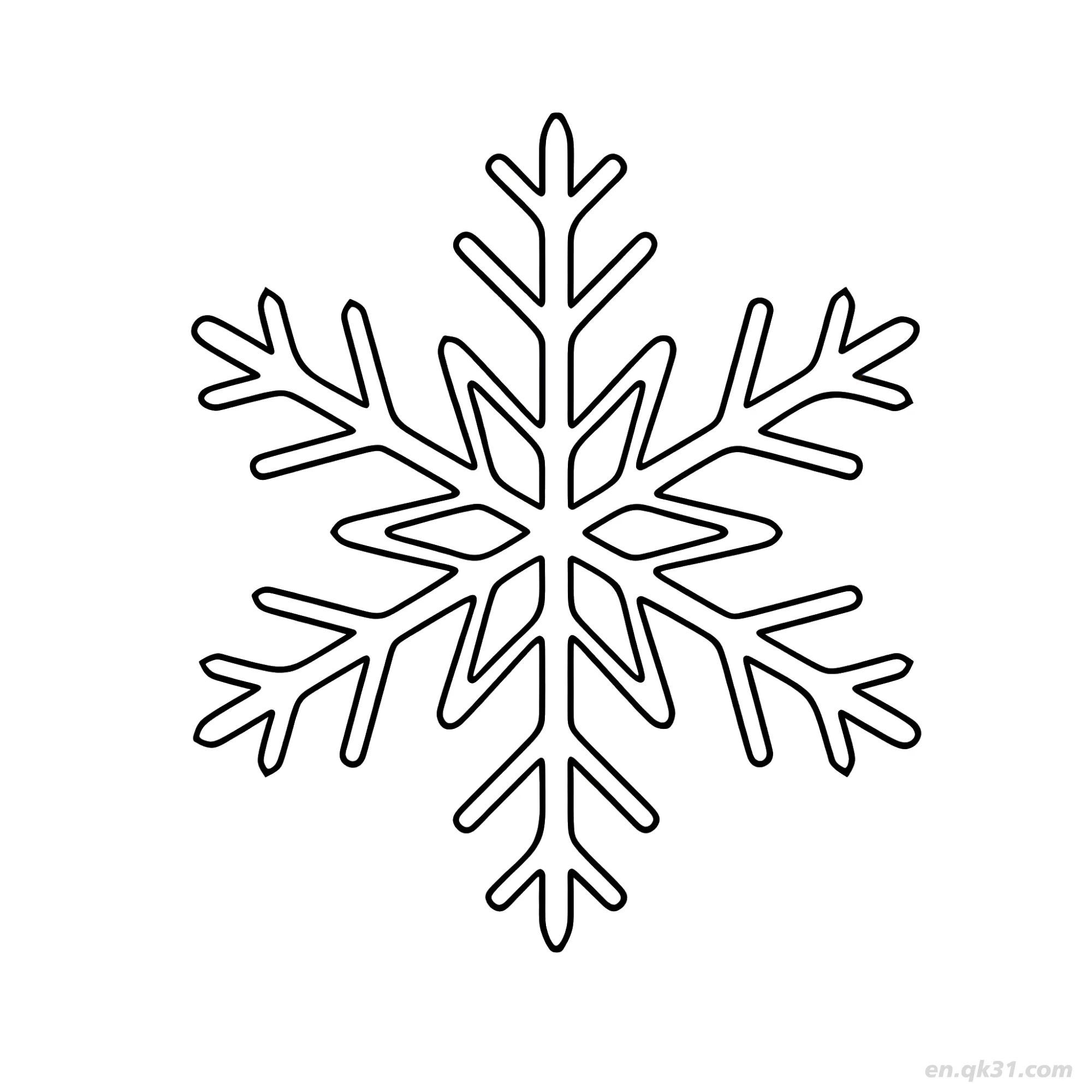六边形雪花涂色页简笔画涂色画 – 为儿童和成人提供的免费可打印简笔画涂色画