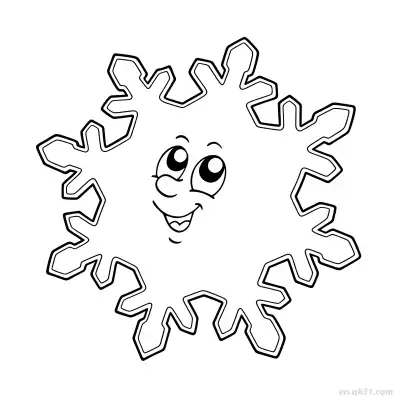 微笑卡通雪花涂色页 – 免费可打印简笔画涂色画