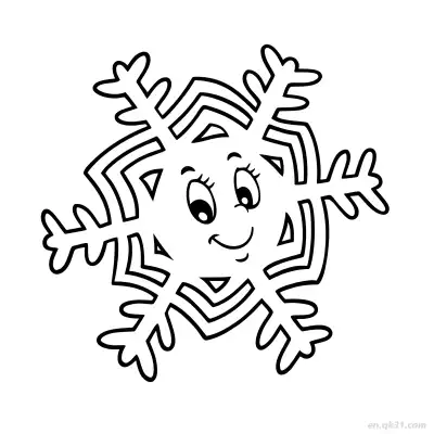 笑脸雪花涂色页 – 免费可打印简笔画涂色画