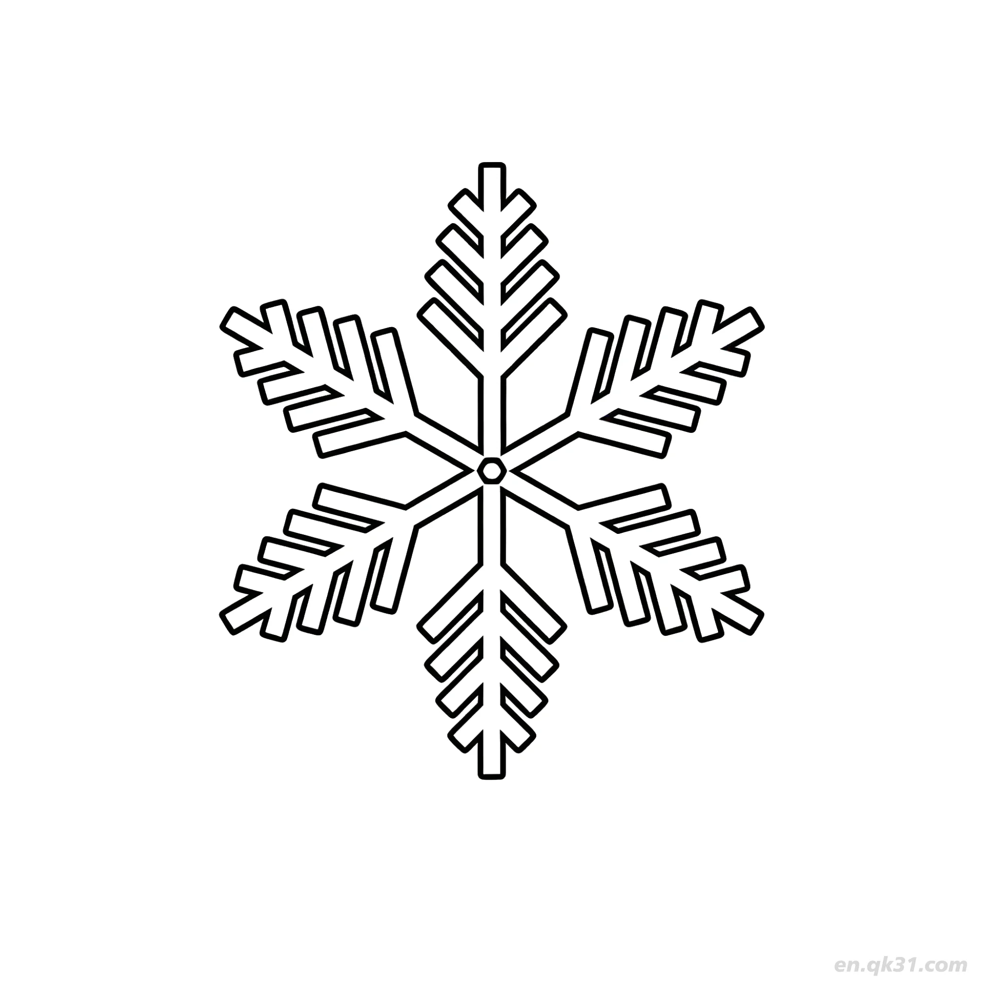 免费 三叉雪花涂色页 简笔画涂色页