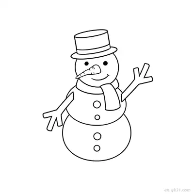 传统雪人涂色页 – 免费可打印简笔画涂色画