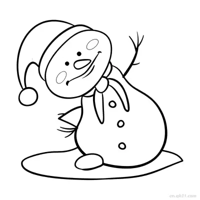 挥手冬季雪人涂色页 – 免费可打印简笔画涂色画