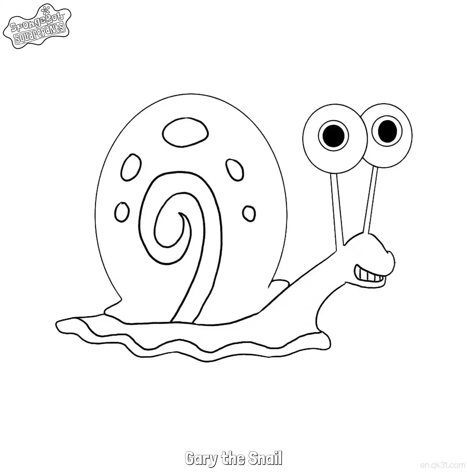 免费 带斑点的小蜗 海绵宝宝涂色页 简笔画涂色页