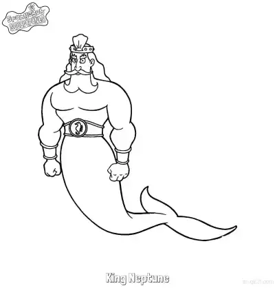 握拳的海王尼普顿 海绵宝宝涂色页 – 免费可打印简笔画涂色画