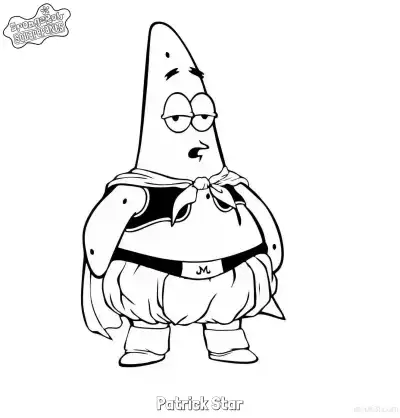 穿着魔人布欧服饰的派大星 海绵宝宝涂色页 – 免费可打印简笔画涂色画