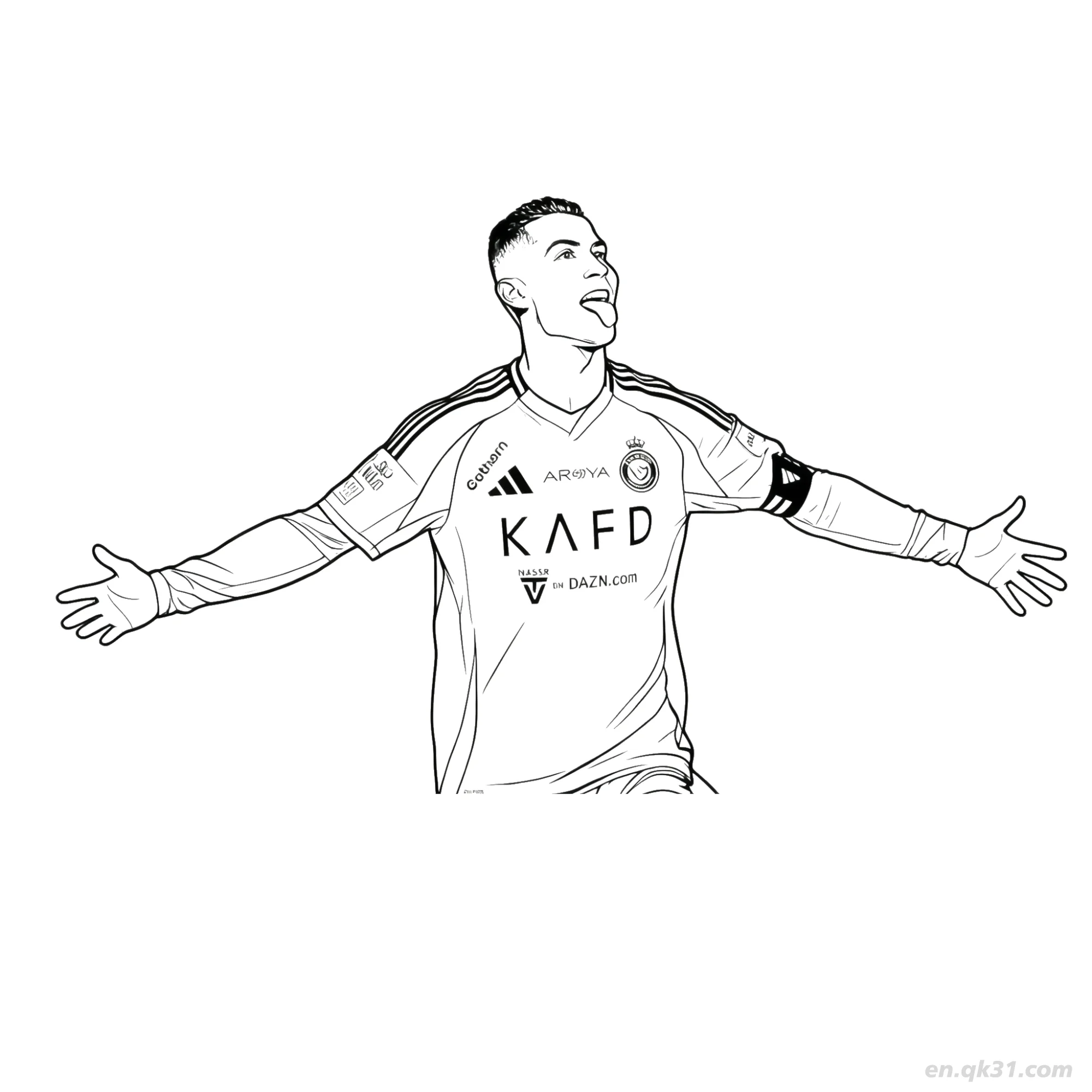 免费 C罗纳尔多阿尔纳塞尔滑跪庆祝涂色页 简笔画涂色页