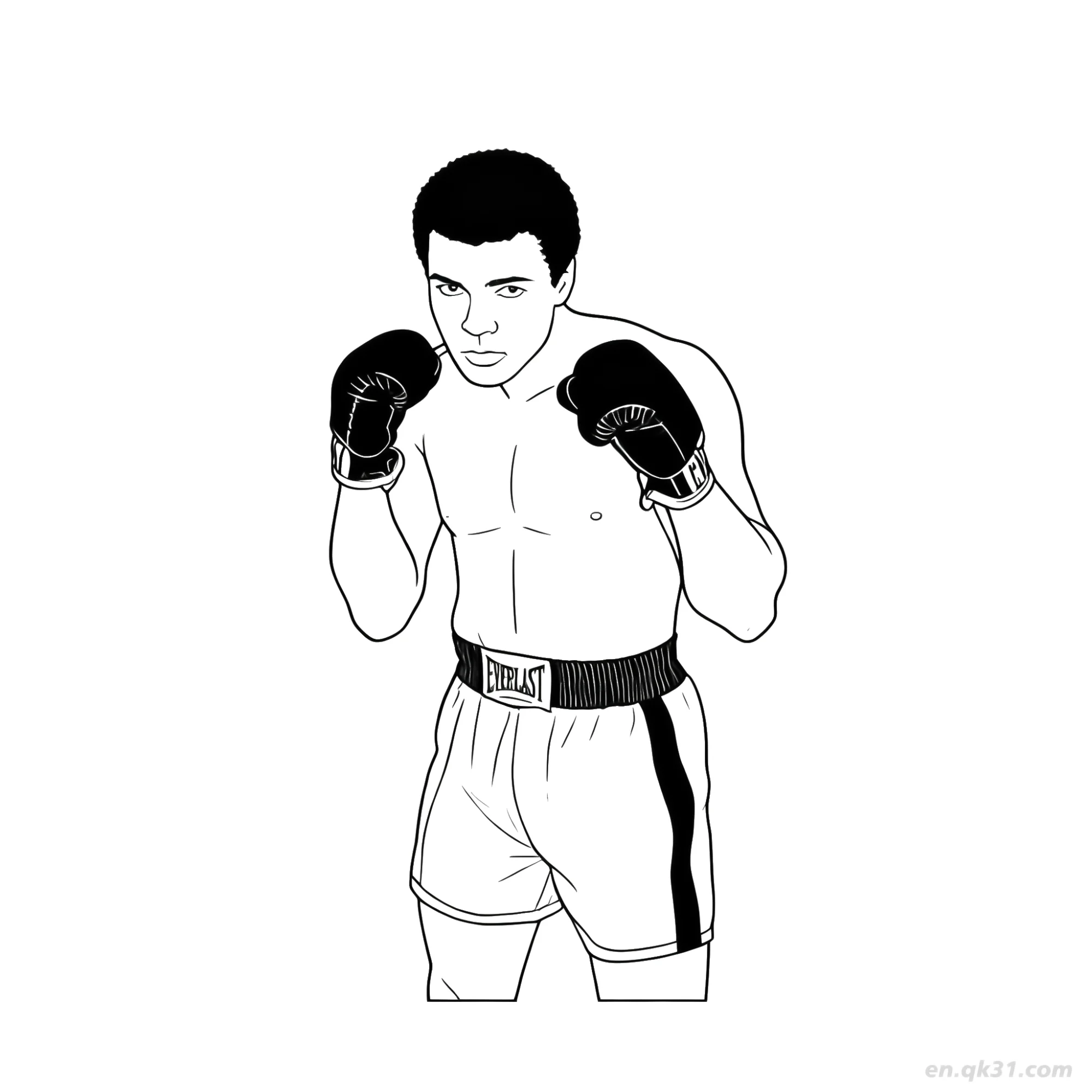 免费 穆罕默德·阿里拳击姿势涂色页 简笔画涂色页