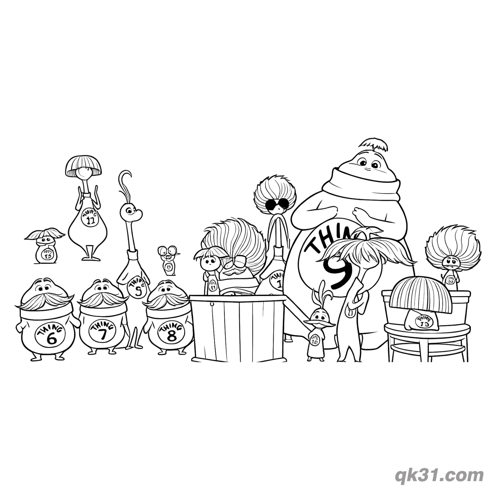 免费 戴帽子的猫全角色涂色书页 简笔画涂色页