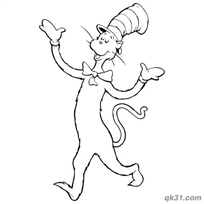 张开双臂的戴帽子的猫简笔画涂色页 – 免费可打印简笔画涂色画