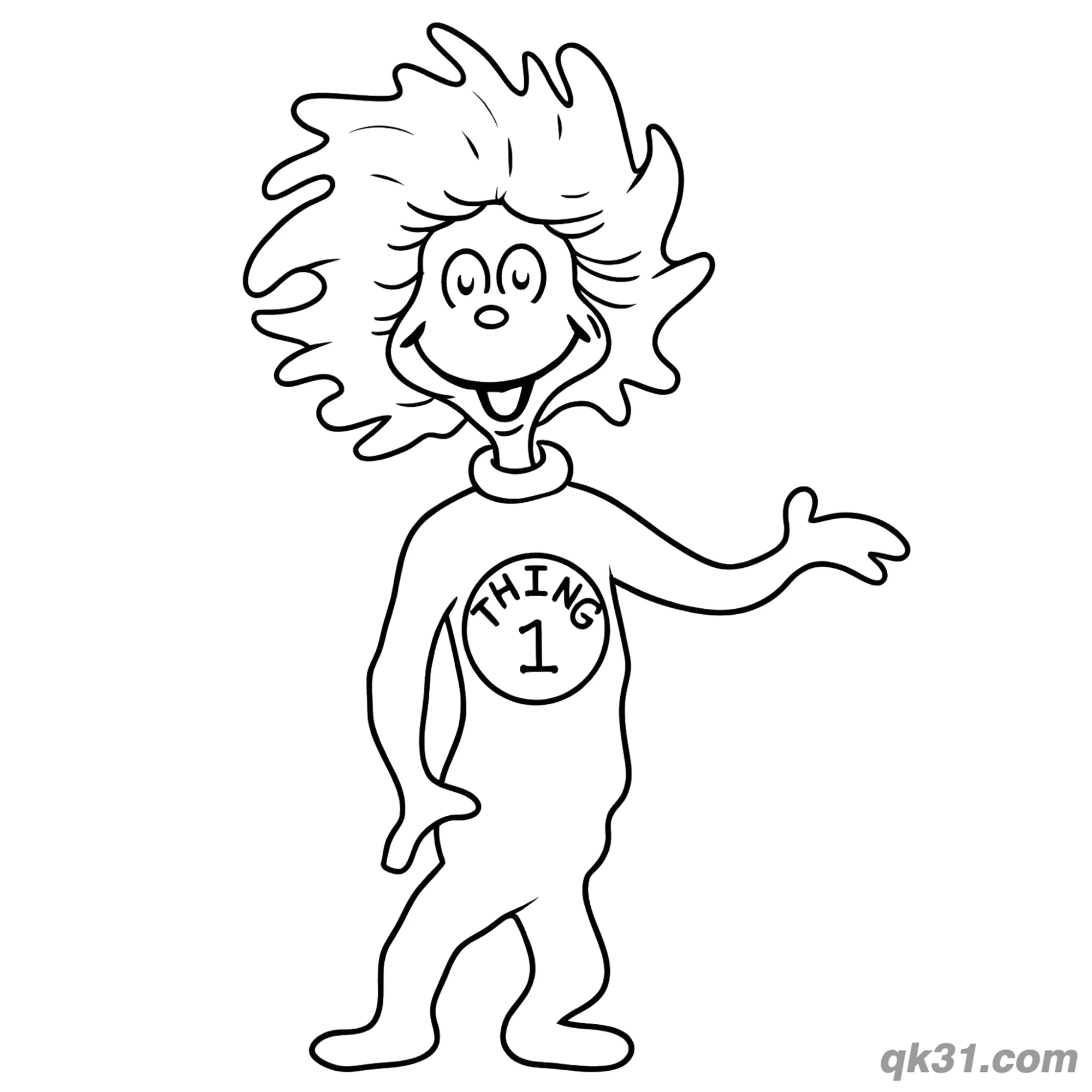 免费 源自戴帽子的猫的1号小精灵简笔画涂色页 简笔画涂色页