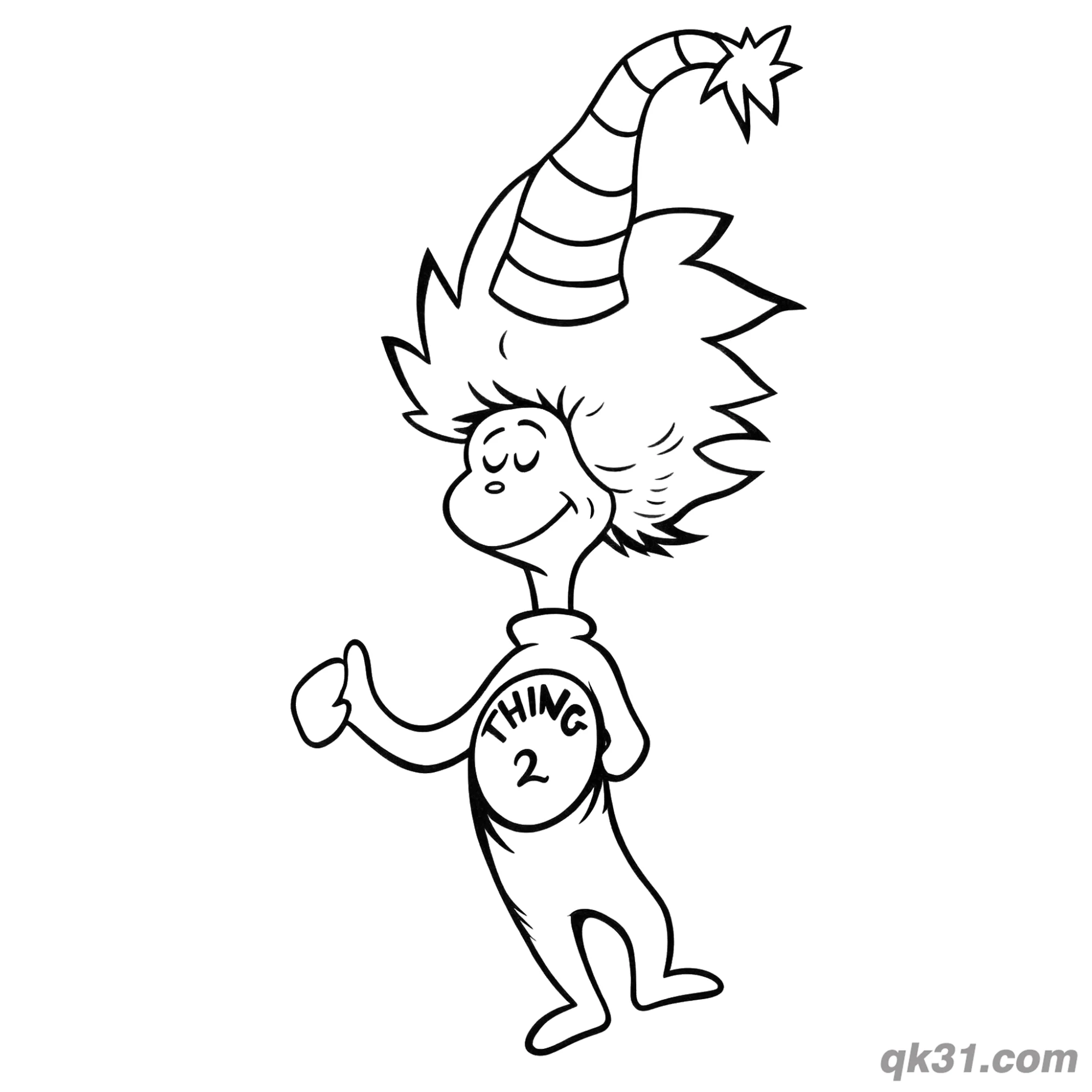 免费 戴帽子的2号小精灵简笔画涂色页 简笔画涂色页
