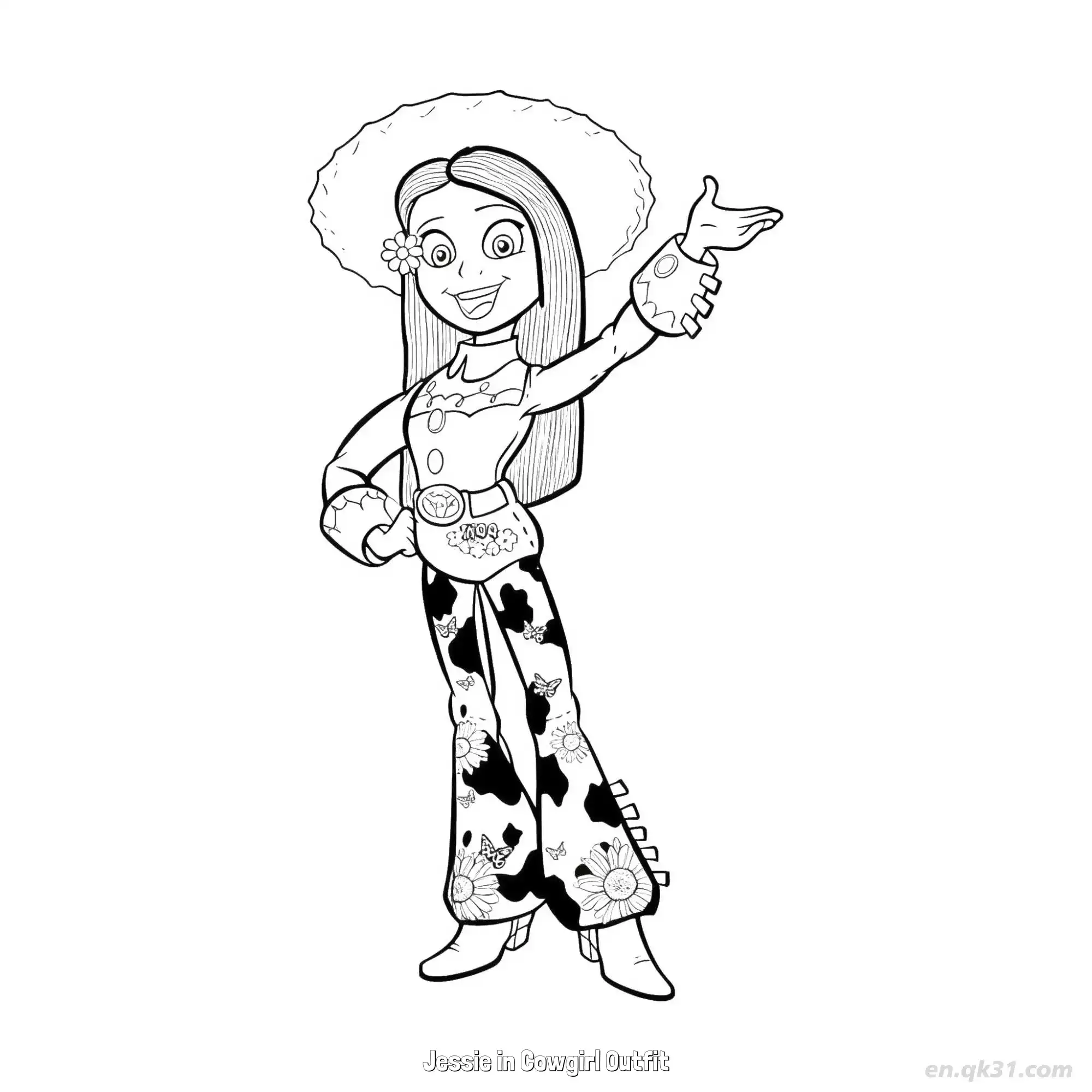 免费 穿女牛仔装的翠丝 简笔画 素描 涂鸦 - 免费可打印 玩具总动员简笔画 下载PDF 简笔画涂色页