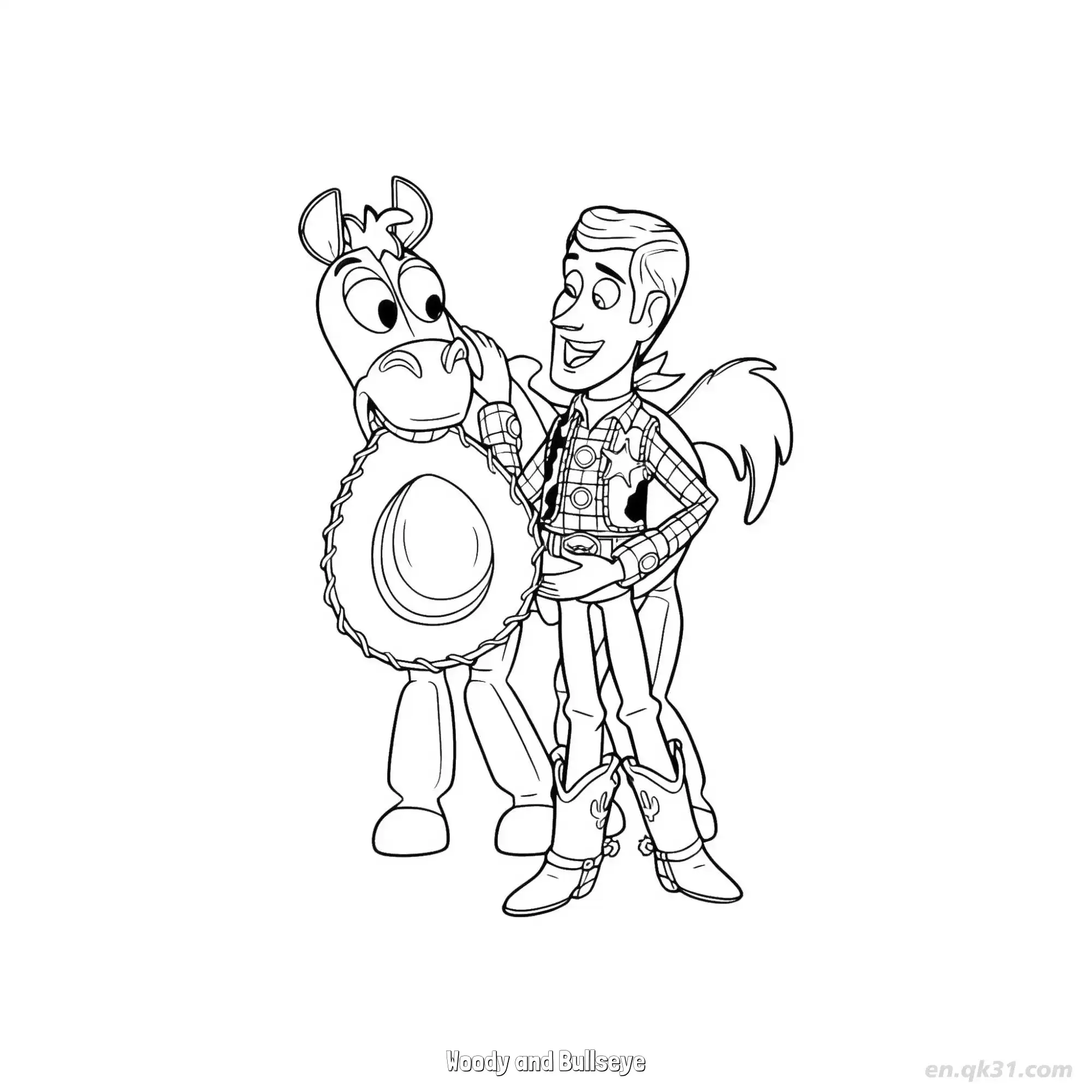 免费 胡迪和红心 简笔画 素描 涂鸦 - 免费可打印 玩具总动员简笔画 下载PDF 简笔画涂色页