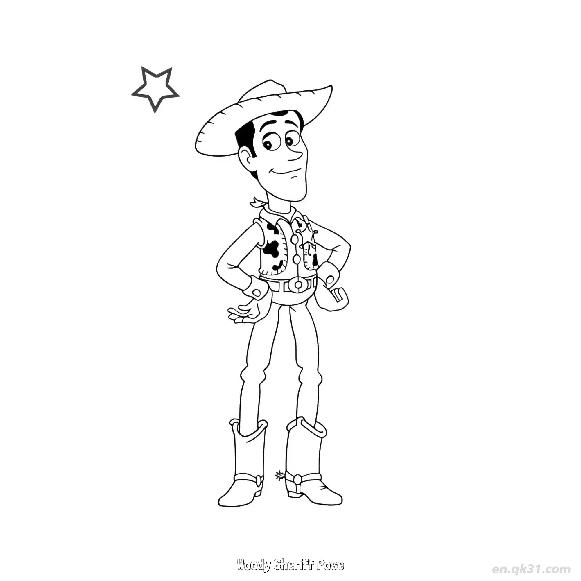 免费 胡迪警长姿势 简笔画 素描 涂鸦 - 免费可打印 玩具总动员简笔画 下载PDF 简笔画涂色页