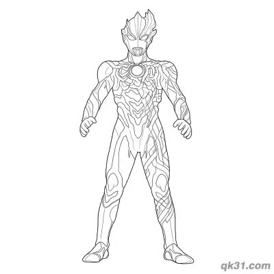 布莱泽奥特曼基础正面站姿简笔画涂色页 – 免费可打印简笔画涂色画