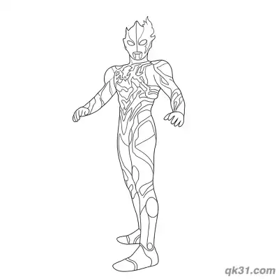 布莱泽奥特曼休闲侧身站姿简笔画涂色页 – 免费可打印简笔画涂色画