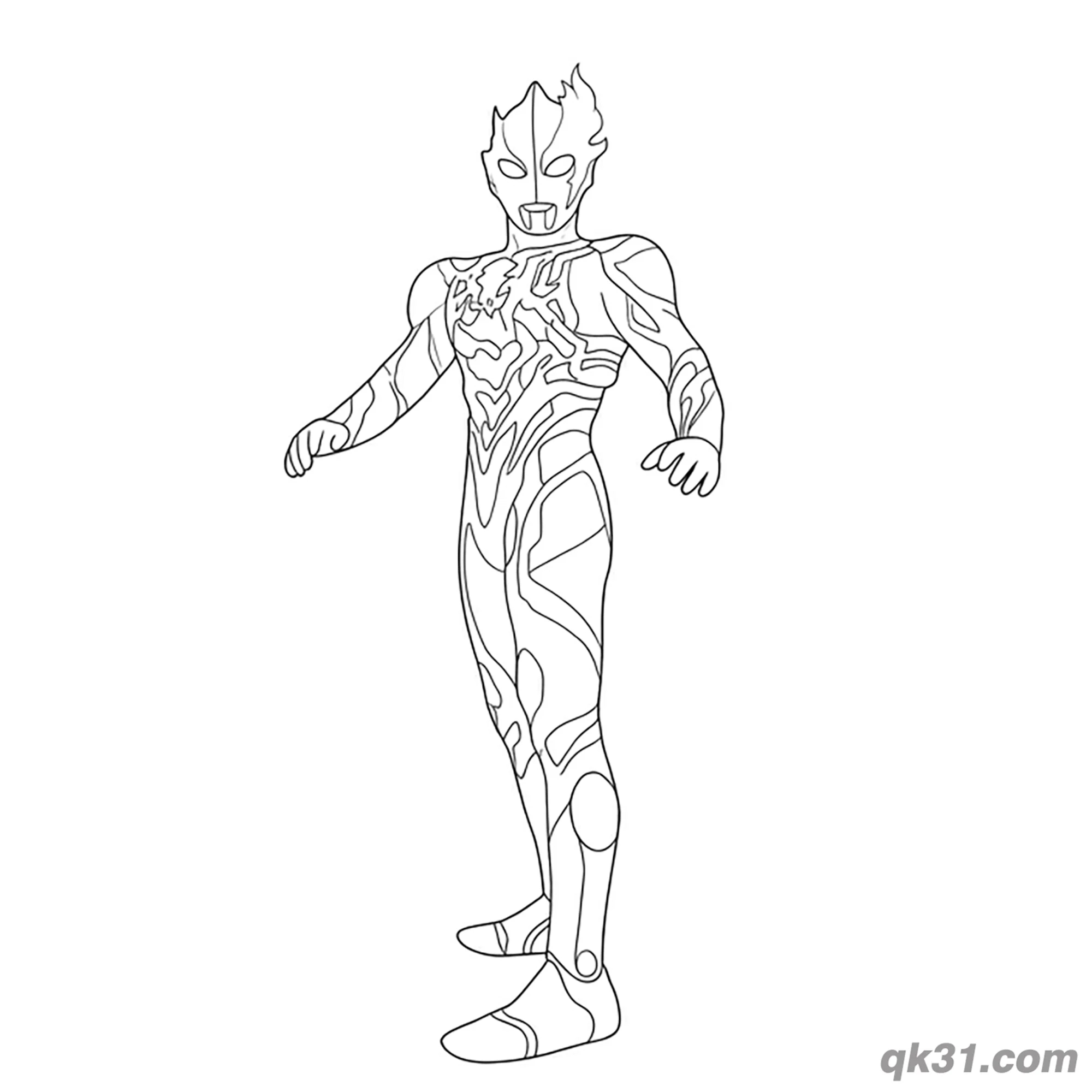 免费 布莱泽奥特曼休闲侧身站姿简笔画涂色页 简笔画涂色页