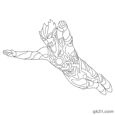 布莱泽奥特曼俯冲光束释放姿势简笔画涂色页 – 免费可打印简笔画涂色画