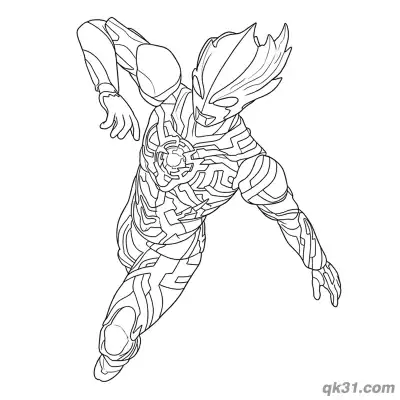 布莱泽奥特曼空中飞行动作简笔画涂色页 – 免费可打印简笔画涂色画