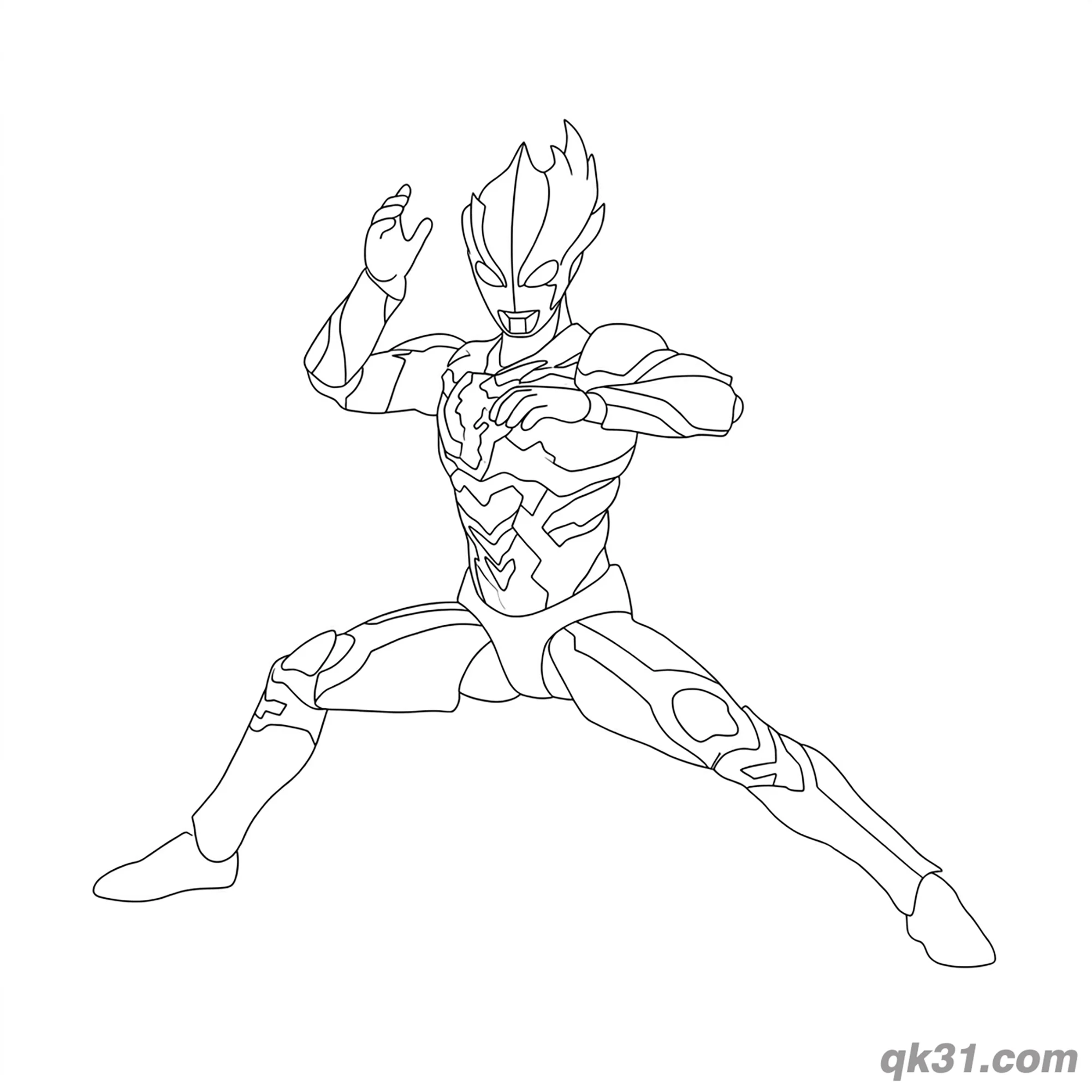 免费 布莱泽奥特曼准备战斗姿态简笔画涂色页 简笔画涂色页