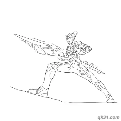 布莱泽奥特曼武器攻击姿势简笔画涂色页 – 免费可打印简笔画涂色画