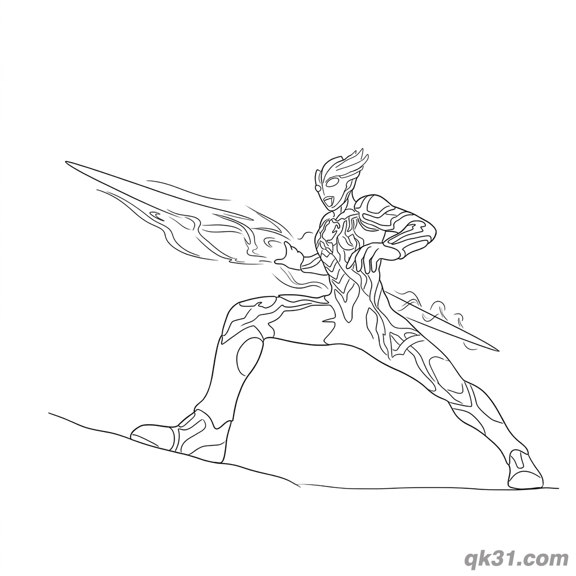 免费 布莱泽奥特曼武器攻击姿势简笔画涂色页 简笔画涂色页