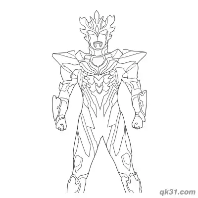 泽塔奥特曼 德尔塔天爪形态 全装甲站立姿势 简笔画涂色页 – 免费可打印简笔画涂色画