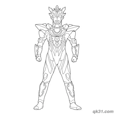 泽塔奥特曼 德尔塔天爪形态 终极站立 简笔画涂色页 – 免费可打印简笔画涂色画