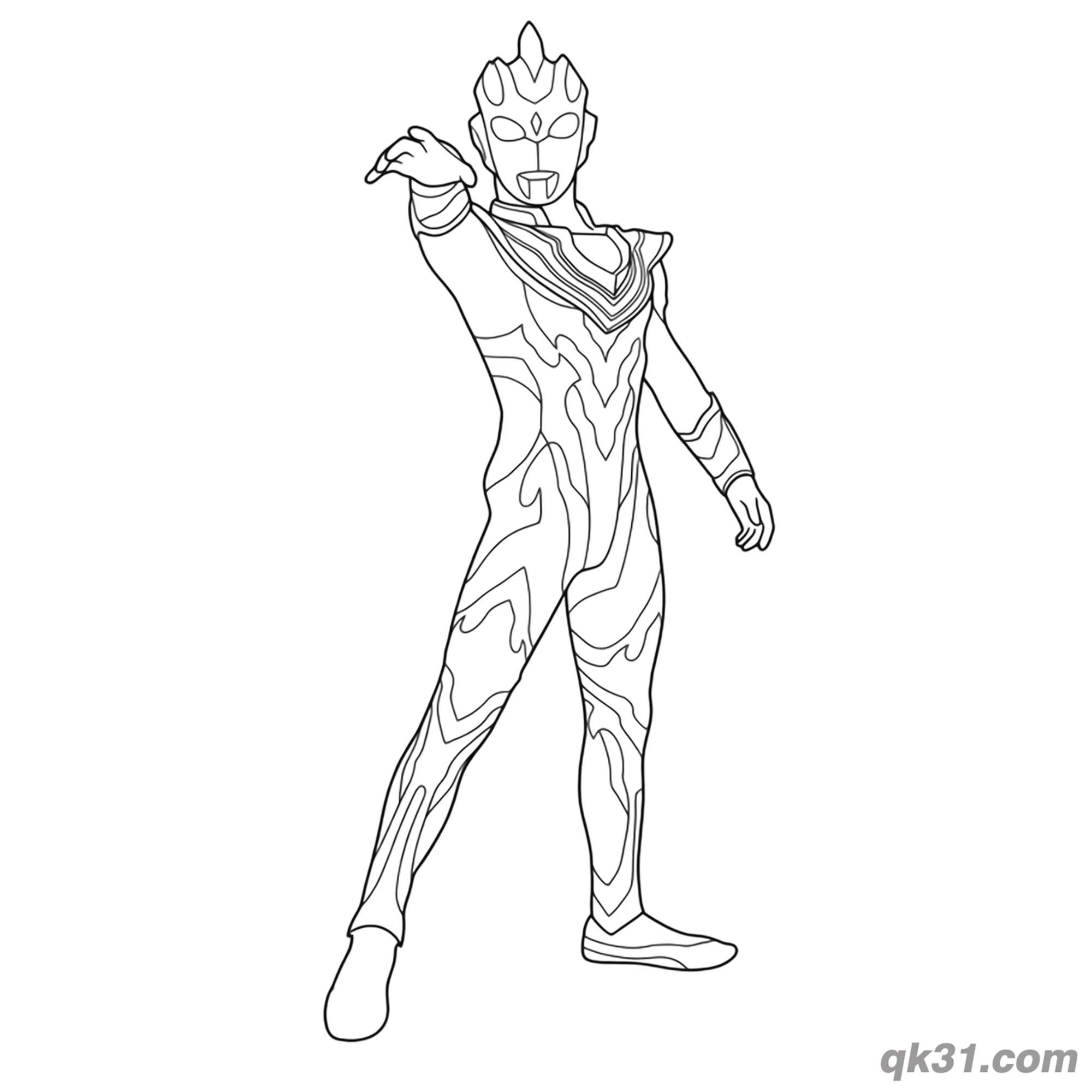 免费 泽塔奥特曼 伽马未来形态 侧面攻击 简笔画涂色页 简笔画涂色页