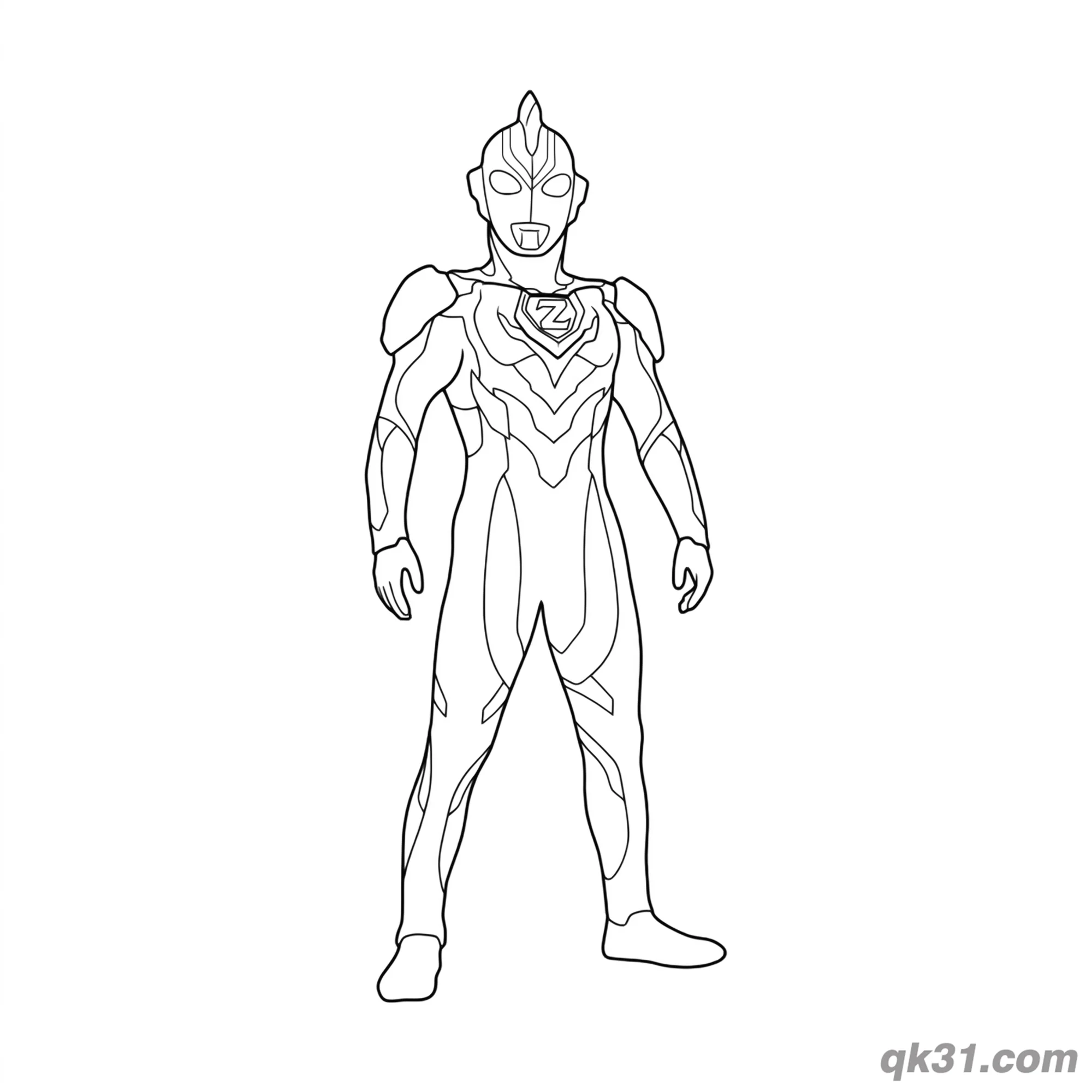 免费 泽塔奥特曼 原生形态 经典站立 简笔画涂色页 简笔画涂色页