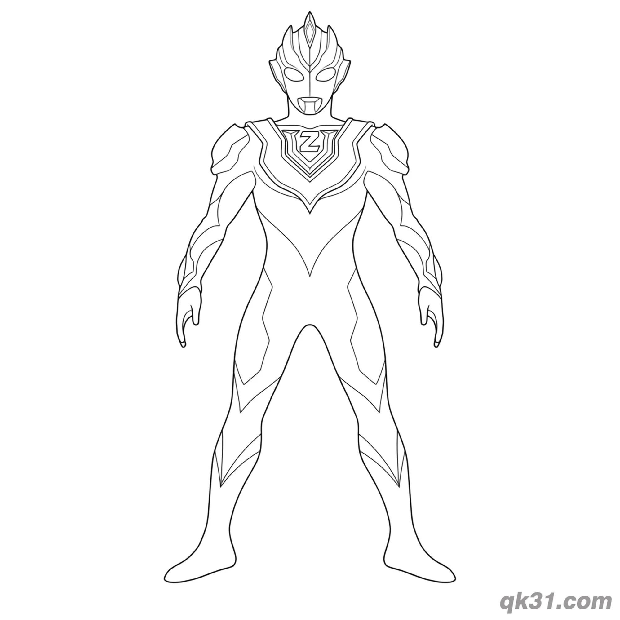免费 泽塔奥特曼 原生形态 标准站立姿势 简笔画涂色页 简笔画涂色页