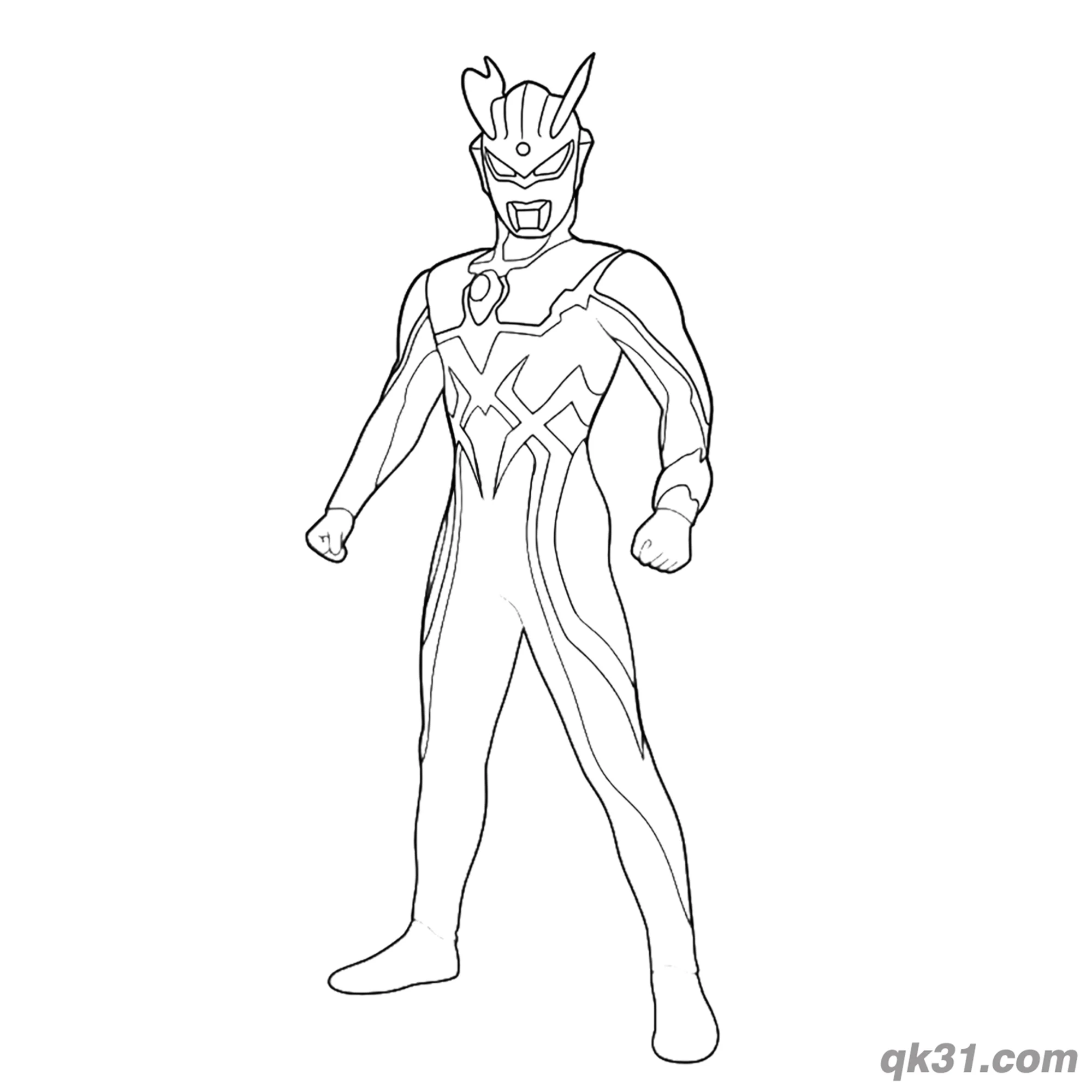 免费 赛罗奥特曼基础站立握拳简笔画涂色页 简笔画涂色页