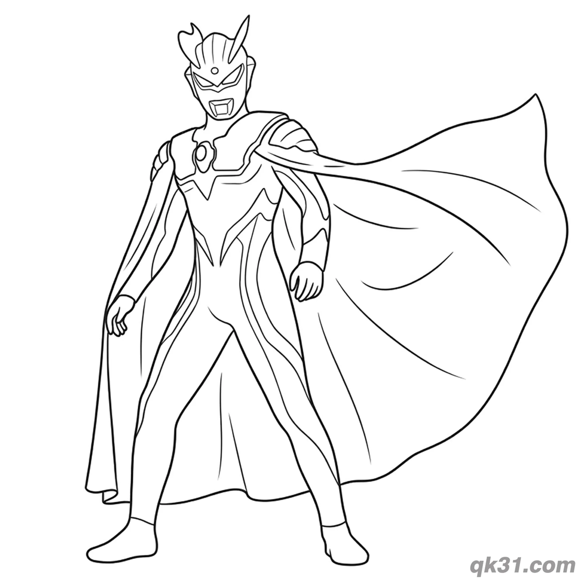 免费 赛罗奥特曼披风飘逸动态简笔画涂色页 简笔画涂色页