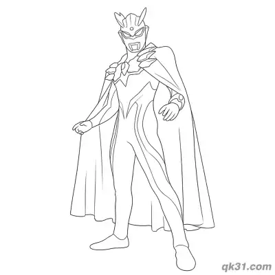 赛罗奥特曼披风放松站立简笔画涂色页 – 免费可打印简笔画涂色画