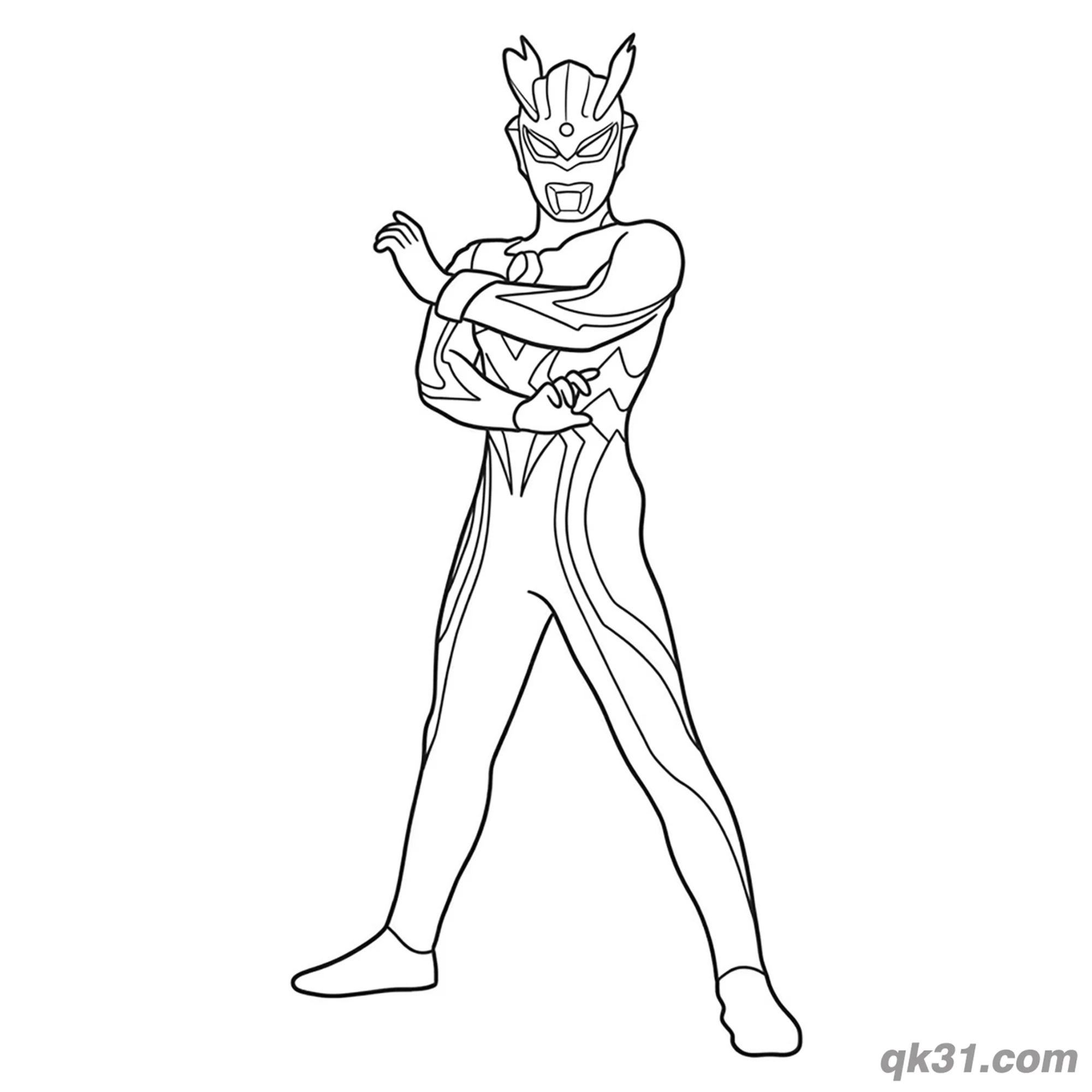免费 赛罗奥特曼经典双臂交叉简笔画涂色页 简笔画涂色页