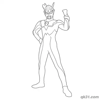赛罗奥特曼叉腰举拳简笔画涂色页 – 免费可打印简笔画涂色画