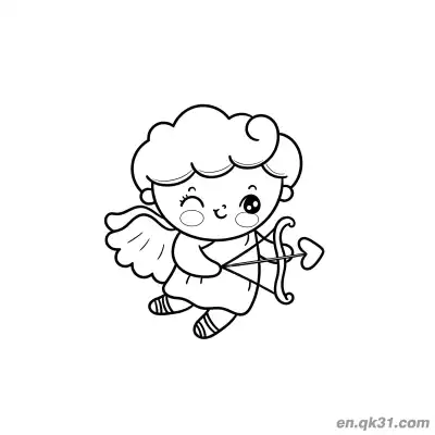 情人节丘比特天使涂色页 – 免费可打印简笔画涂色画