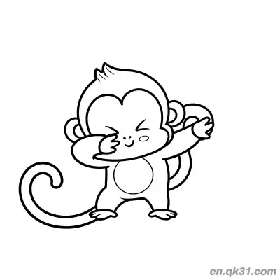 可爱小猴子摆酷姿势简笔画涂色页 – 免费可打印简笔画涂色画